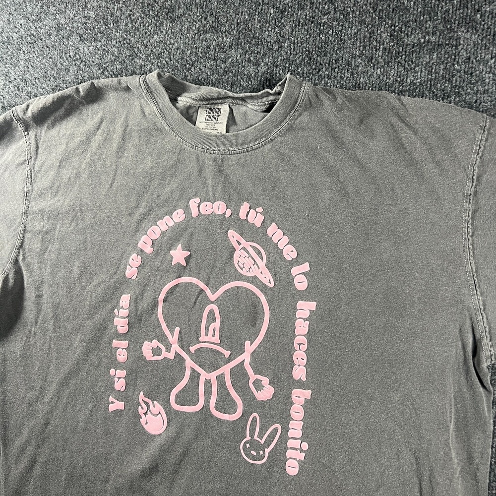 Comfort Color T-Shirt Womens XL Gray Si El Dia Feo Tu Me Lo Haces‎ Bonito Cotton